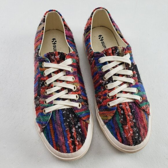 Superga 2750 Colorful Yarns Shoe Womens 8 Lace Up Casual Chunky Rainbow Sneaker - Picture 1 of 14
